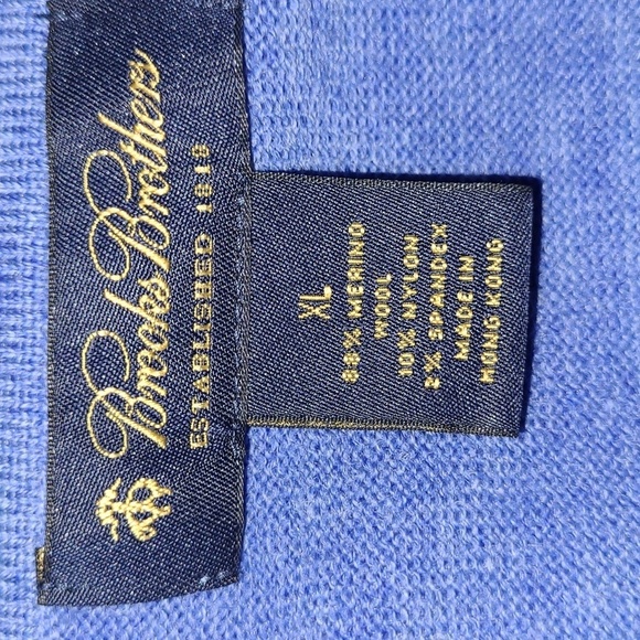 Brooks Brothers* Merino Wool Blend* V-Neck Sweater* Blue* Sz XL - Picture 4 of 4